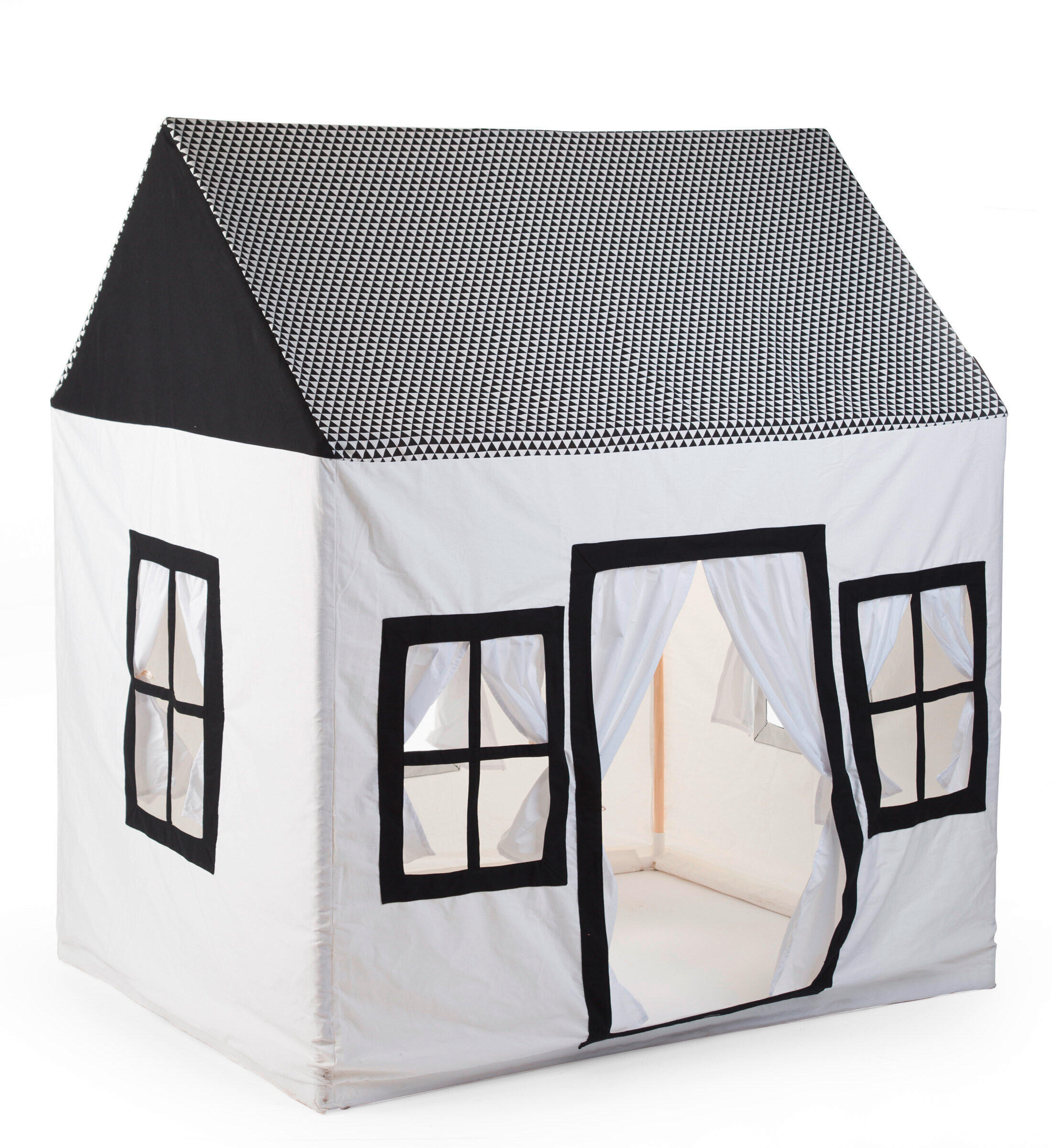 SPIELZELT - Schwarz/Weiß, Basics, Holz/Kunststoff (125/95/145cm) - Childhome