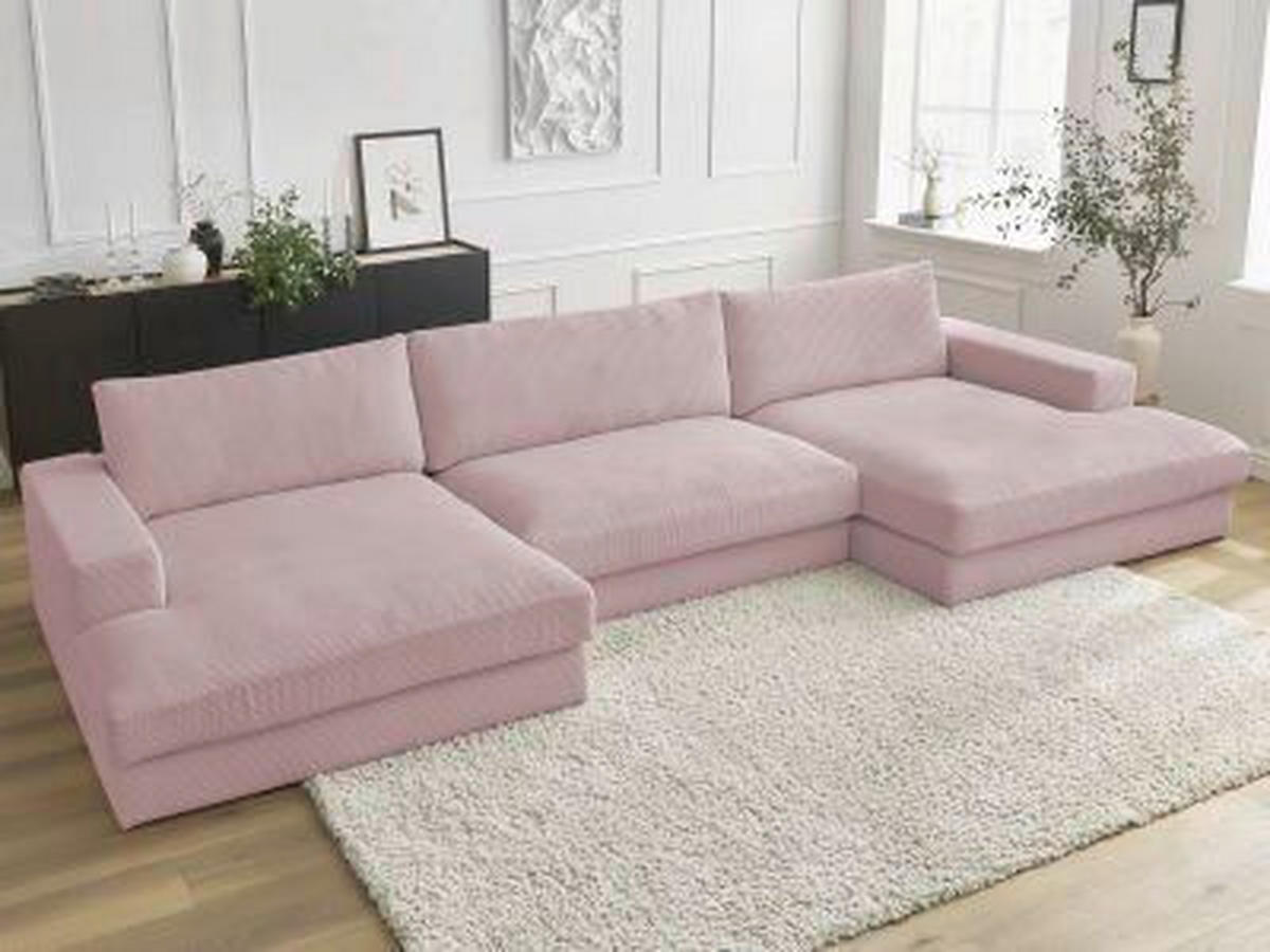 WOHNLANDSCHAFT LEONARD Lila Cord  - Lila/Schwarz, MODERN, Kunststoff/Textil (159/349/159cm)