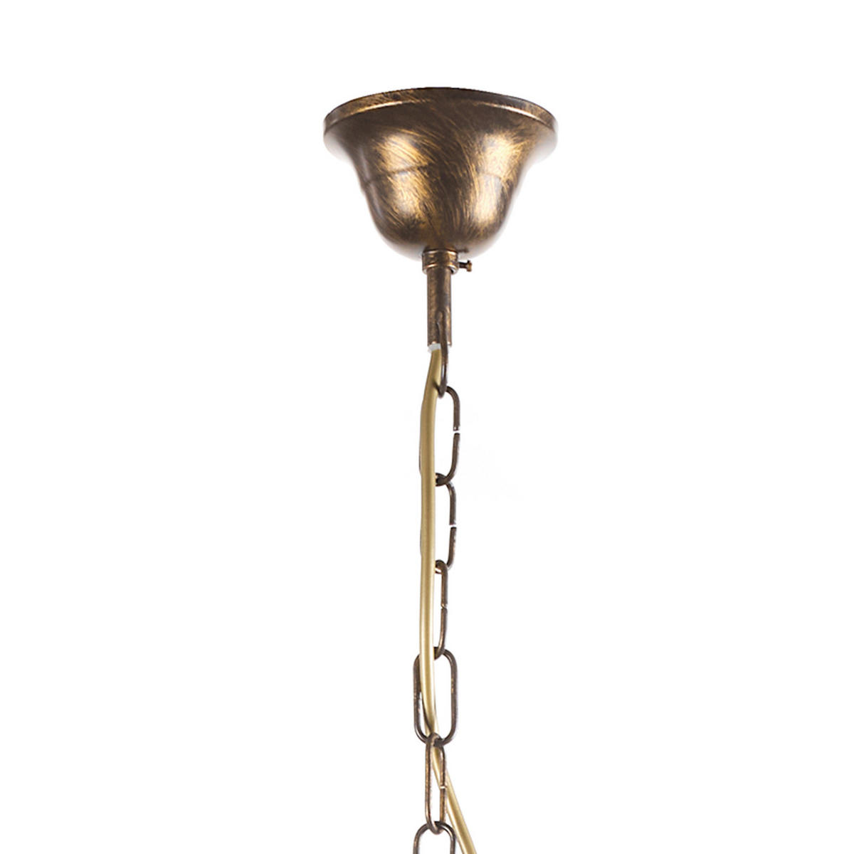 KRONLEUCHTER 90/130 cm  - Bronzefarben/Olivgrün, KONVENTIONELL, Glas/Metall (90/130cm)