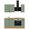KÜCHENBLOCK 180 cm   in Eichefarben, Schilfgrün  - Schilfgrün/Eichefarben, MODERN, Holzwerkstoff/Metall (180cm) - Nobilia