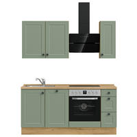 KÜCHENBLOCK 180 cm   Eichefarben, Schilfgrün  - Schilfgrün/Eichefarben, Modern, Holzwerkstoff/Metall (180cm) - Nobilia