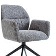 ARMLEHNSTUHL  Sitzfläche 360° drehbar, automatische Rückholfunktion Leinenoptik  - Schwarz/Grau, Design, Textil/Metall (62/89/63cm) - Dieter Knoll