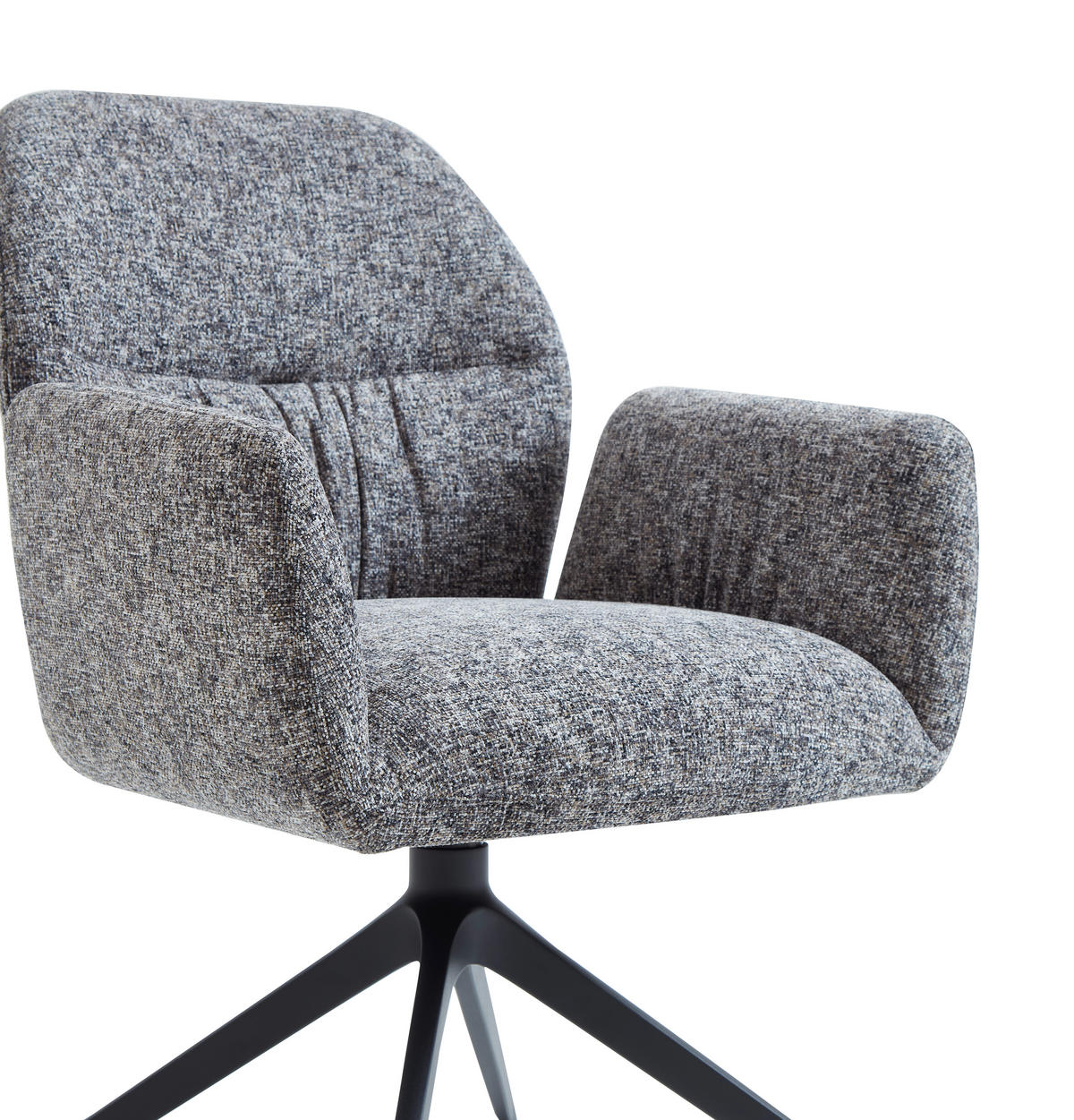 ARMLEHNSTUHL  Sitzfläche 360° drehbar, automatische Rückholfunktion Leinenoptik  - Schwarz/Grau, Design, Textil/Metall (62/89/63cm) - Dieter Knoll