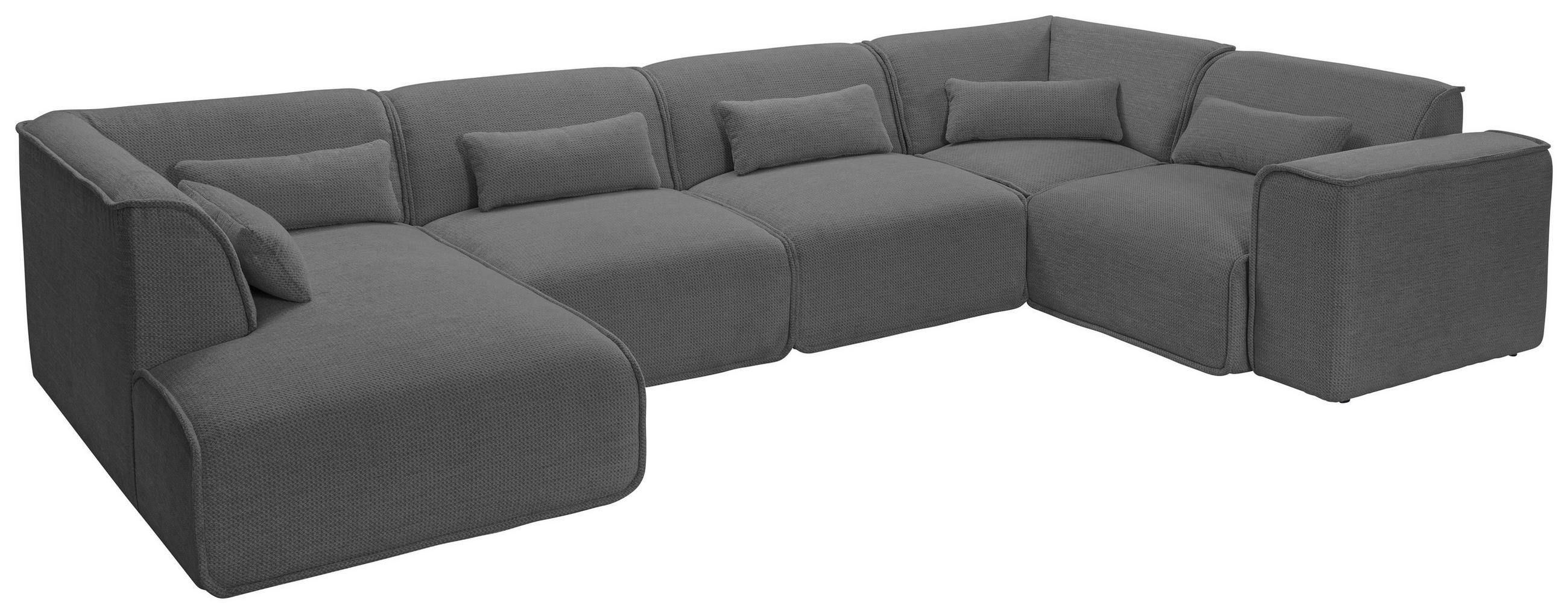 WOHNLANDSCHAFT LOMOCO MATEO Anthrazit Flachgewebe  - Anthrazit/Schwarz, Design, Kunststoff/Textil (211/368/165cm) - Lomoco