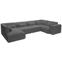 WOHNLANDSCHAFT LOMOCO MATEO in Flachgewebe Anthrazit  - Anthrazit/Schwarz, Design, Kunststoff/Textil (211/368/165cm) - Lomoco