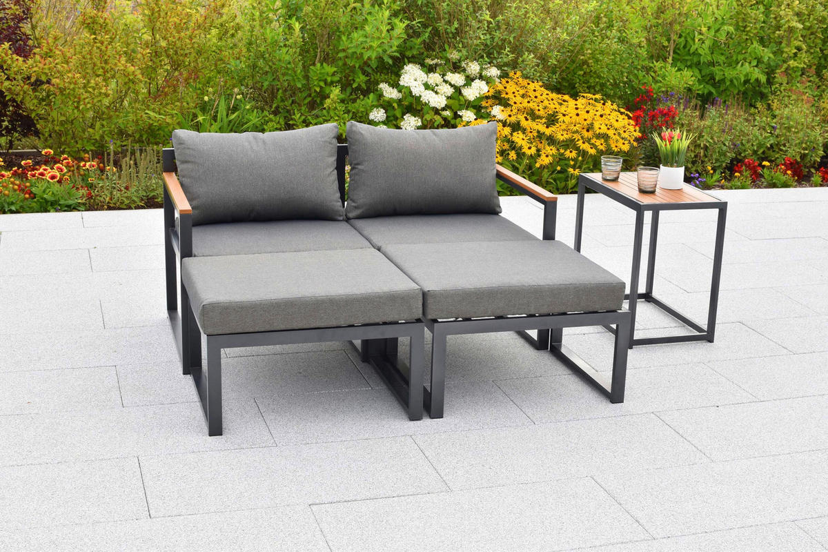 GARTENSET 11-teilig  - Graphitfarben/Naturfarben, KONVENTIONELL, Kunststoff/Textil - Gardenson