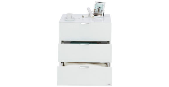 NACHTSCHRANK 50/56/42 cm  - Chromfarben/Weiß, Design, Glas/Holzwerkstoff (50/56/42cm) - Novel