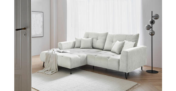 ECKSOFA Naturfarben Cord Zierkissen, Rückenkissen, Rücken echt, Sitztiefenverstellung  - Schwarz/Naturfarben, KONVENTIONELL, Textil/Metall (185/250cm) - Carryhome