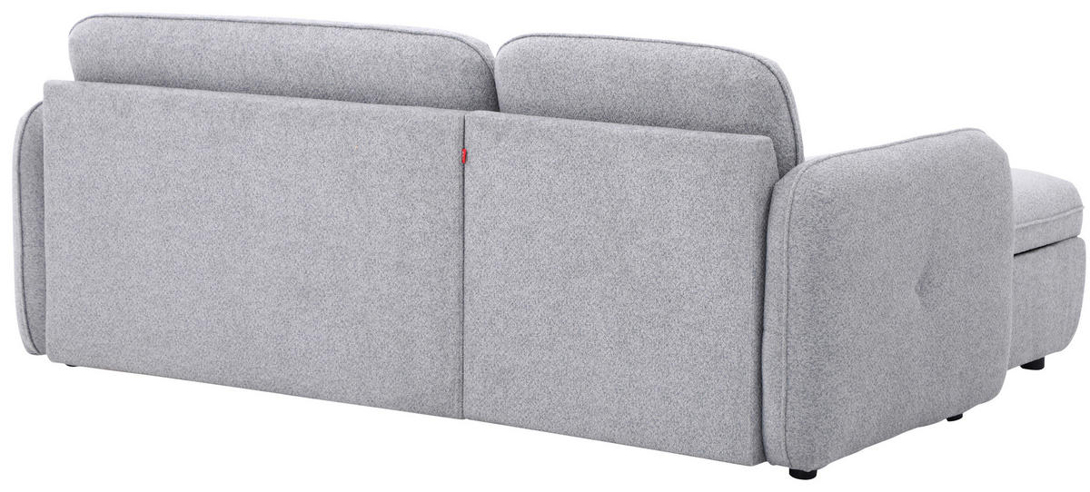 ECKSOFA Hellgrau Chenille  - Hellgrau/Schwarz, Design, Kunststoff/Textil (154/221cm) - Carryhome