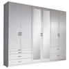 DREHTÜRENSCHRANK in Weiss  - Weiss/Alufarben, Basics, Glas/Holzwerkstoff (271/210/54cm) - Xora