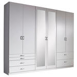 DREHTÜRENSCHRANK  in Weiß  - Alufarben/Weiß, Basics, Glas/Holzwerkstoff (271/229/54cm) - Xora