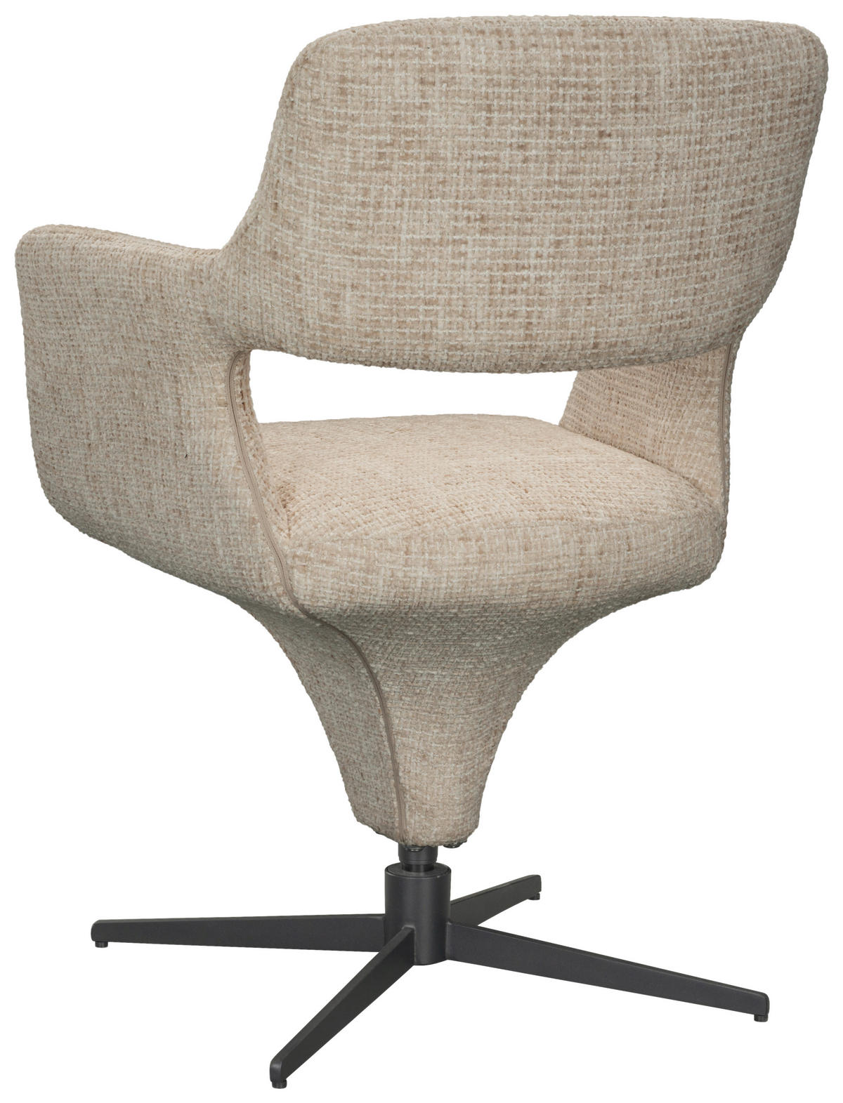 ARMLEHNSTUHL  Stoffauswahl, Sitzfläche 360° drehbar, automatische Rückholfunktion Mikrofaser  - Beige/Schwarz, Design, Textil/Metall (61/84/63cm) - Novel