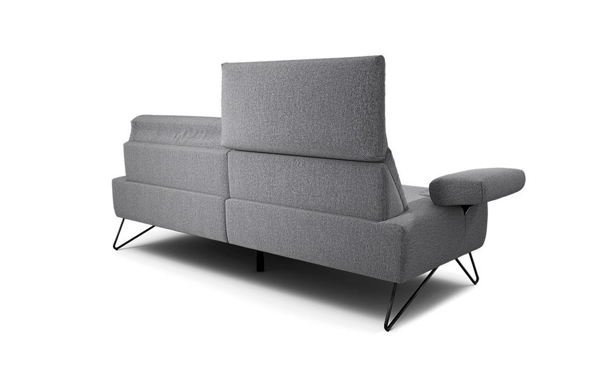 2,5-SITZER in Chenille Anthrazit  - Anthrazit/Schwarz, Design, Textil/Metall (204-234/85/86-94cm) - SENSOO