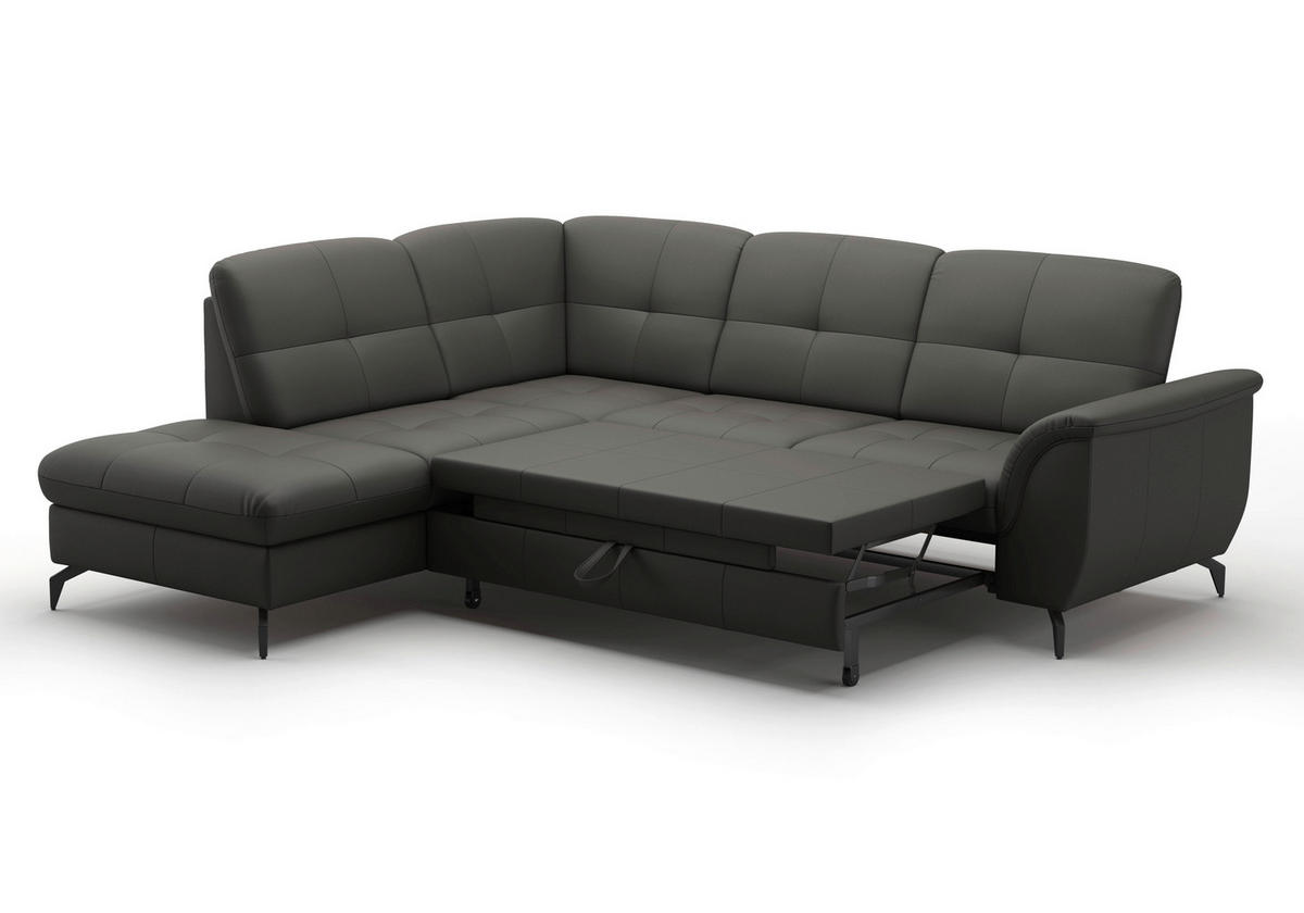 ECKSOFA ZORA E Anthrazit Echtleder  - Anthrazit/Schwarz, MODERN, Leder/Metall (212/244cm) - Sit & More