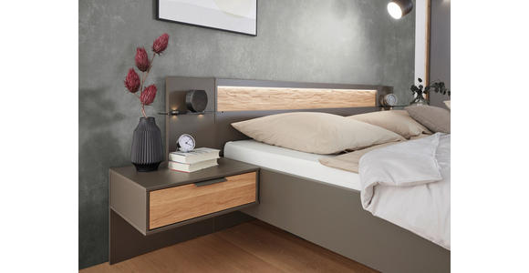 BETT 180/200 cm  in Anthrazit, Eichefarben  - Eichefarben/Anthrazit, KONVENTIONELL, Holz (180/200cm) - Dieter Knoll