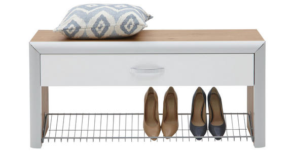 GARDEROBENBANK 109/50/35 cm - Chromfarben/Eichefarben, Design, Glas/Holzwerkstoff (109/50/35cm) - Dieter Knoll