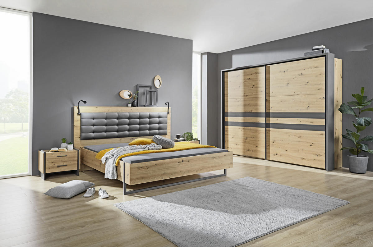  SCHWEBETÜRENSCHRANK 270/211/61 cm 2-türig  - Eiche Artisan/Grau, Design, Holzwerkstoff/Metall (270/211/61cm) - Hom`in