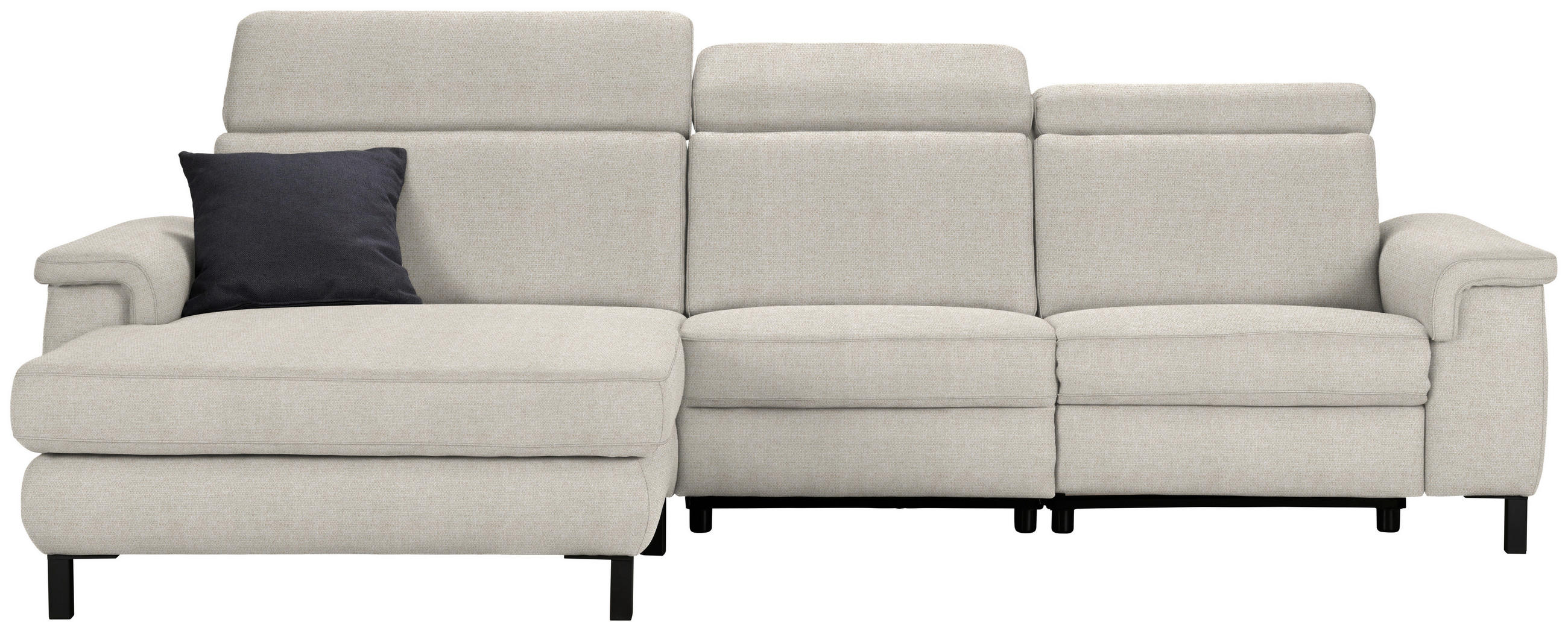 ECKSOFA in Flachgewebe Beige  - Beige/Schwarz, Konventionell, Textil/Metall (182/304cm) - Pure Home Comfort