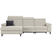 ECKSOFA in Flachgewebe Beige  - Beige/Schwarz, Konventionell, Textil/Metall (182/304cm) - Pure Home Comfort