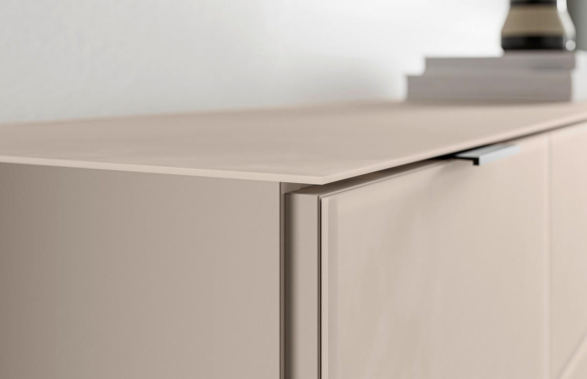 KOMMODE , 80/93/40 cm,  - Kaschmir/Schwarz, Basics, Glas/Holzwerkstoff (80/93/40cm) - Novel