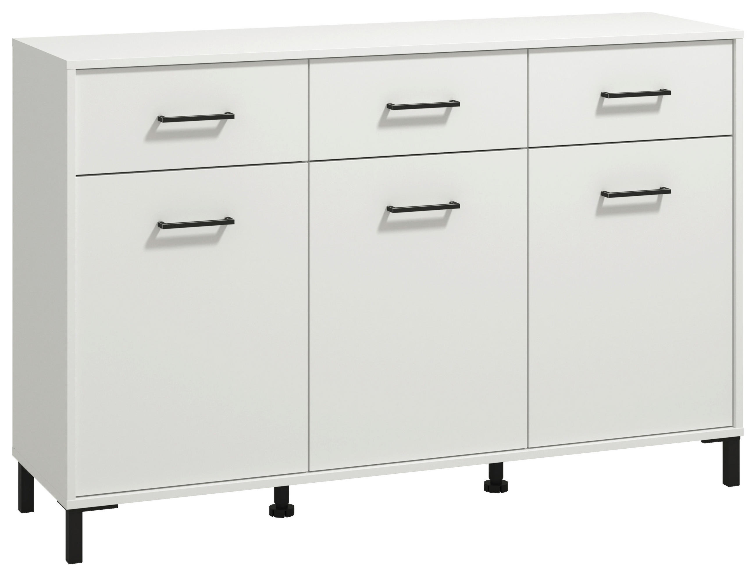 KOMODA, bela  - črna/bela, Konvencionalno, umetna masa/leseni material (138/90/40cm) - Carryhome