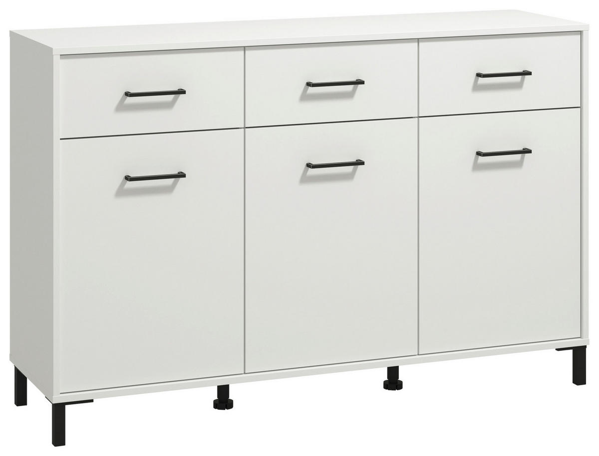 KOMODA, bela  - črna/bela, Konvencionalno, umetna masa/leseni material (138/90/40cm) - Carryhome