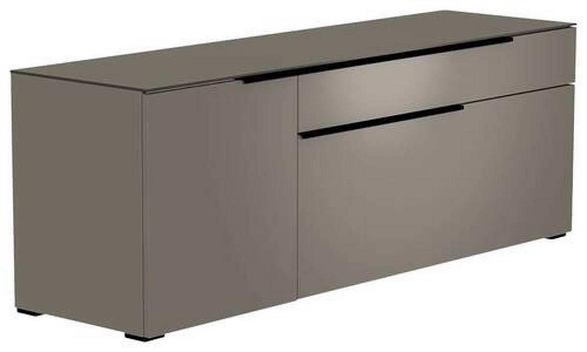 LOWBOARD Grau, Schwarz  160/58/45 cm  - Schwarz/Grau, Design, Glas/Holzwerkstoff (160/58/45cm) - Moderano