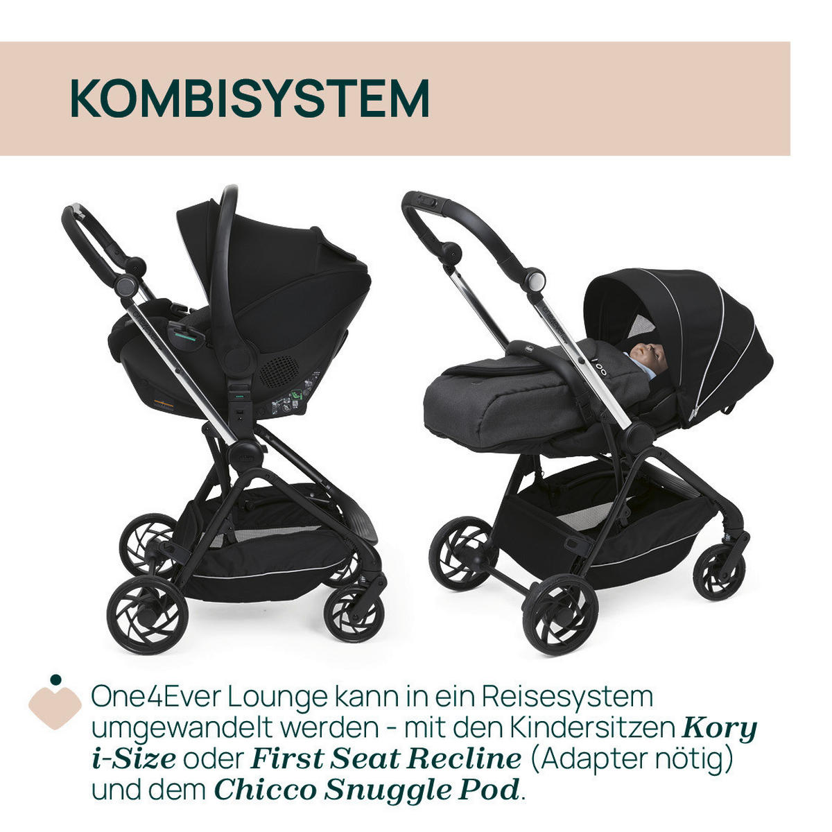 BUGGY One4ever Lounge  - Schwarz, Basics, Textil/Metall (51/99-109/78cm) - Chicco