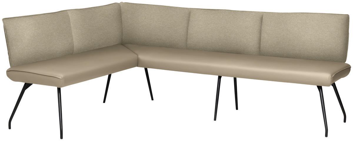 ECKBANK 165/225 cm  in Beige  - Beige/Schwarz, Design, Textil/Metall (165/225cm) - Moderano