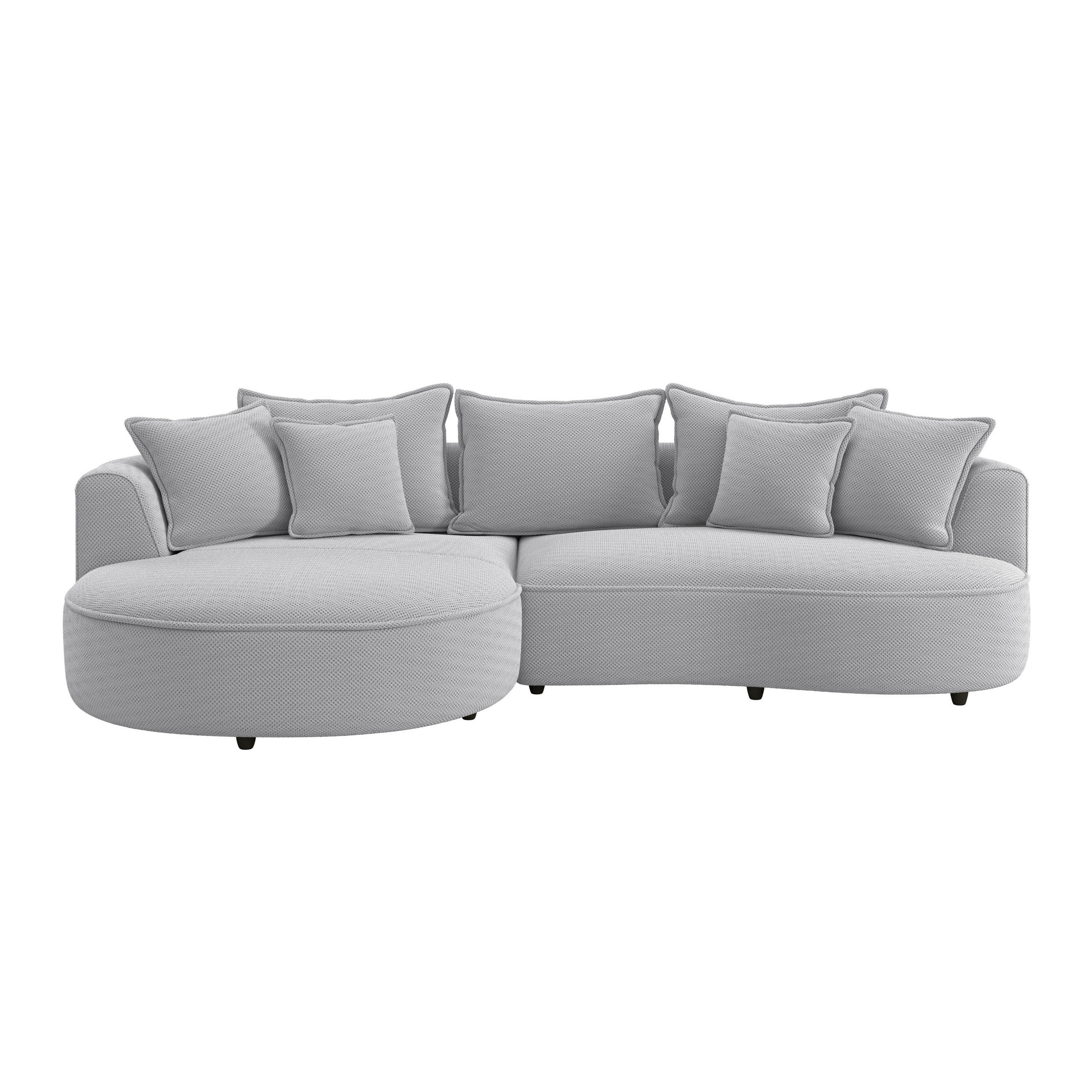 ECKSOFA in Velours, Struktur Hellgrau  - Hellgrau/Schwarz, Modern, Kunststoff/Textil (168/287cm) - Livetastic