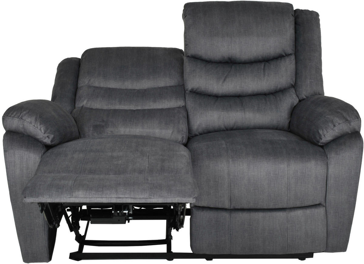RECLINERSOFFA i mikrofiber grå  - svart/grå, Klassisk, metall/trä (142/103/100cm)