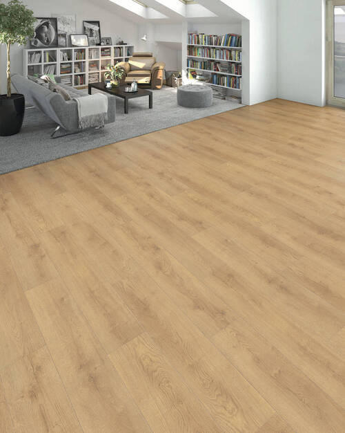 LAMINATBODEN Living by HARO Laminat Sonderedition NKL 31  per  m² - Eichefarben, Basics, Holzwerkstoff (19.3/128.2cm) - Living by HARO