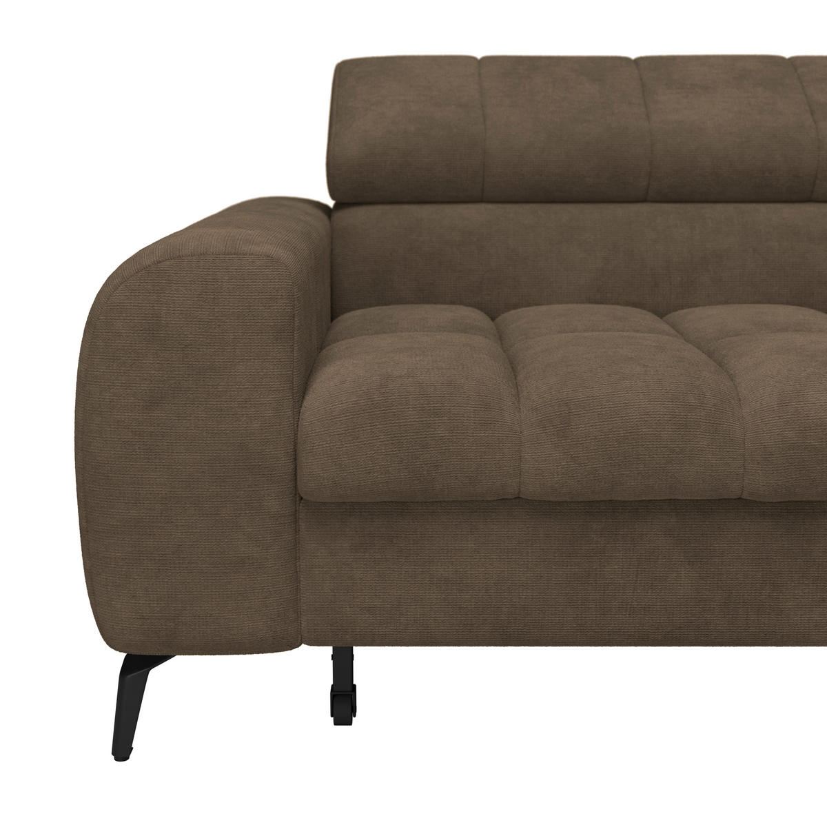 ECKSOFA Braun Bettkasten, Rücken echt, Kopfteilverstellung  - Schwarz/Braun, Trend, Kunststoff/Textil (261/203cm) - Livetastic
