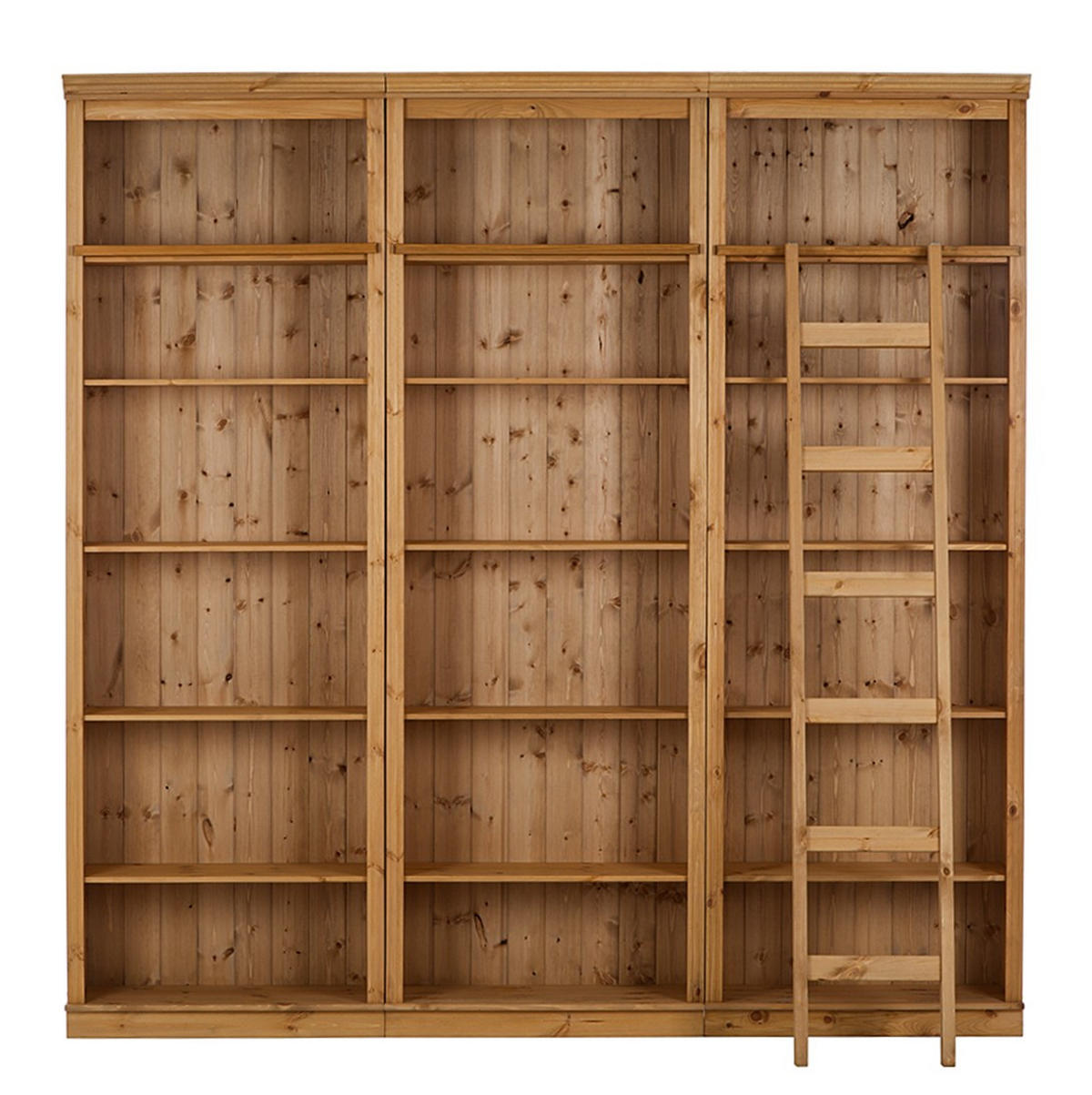 KNIHOVNA, barvy borovice, borovice, 223/222/34 cm - barvy borovice, Design, dřevo (223/222/34cm) - MID.YOU