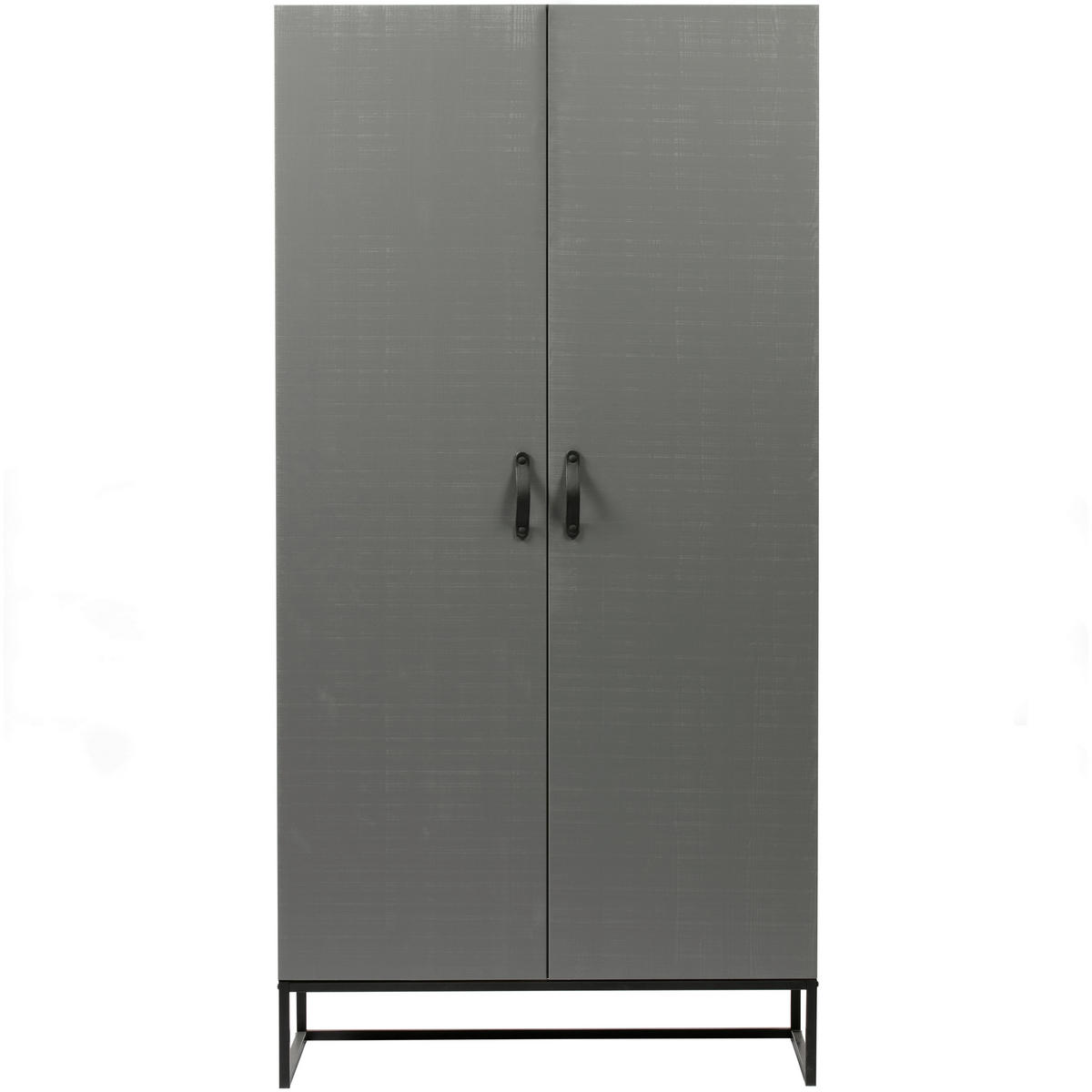 DREHTÜRENSCHRANK 100/195/53 cm 2-türig Grau  - Schwarz/Grau, Design, Leder/Holz (100/195/53cm) - Livetastic