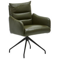 ARMLEHNSTUHL  in Echtleder pigmentiert  - Dunkelgrün/Schwarz, Design, Leder/Metall (59/85/67cm) - Welnova