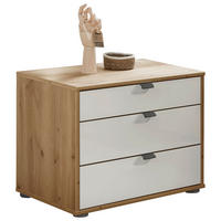 NACHTTISCH 60/48/43 cm  in Eiche Bianco, Weiss  - Schieferfarben/Weiss, Konventionell, Glas/Holzwerkstoff (60/48/43cm) - Dieter Knoll