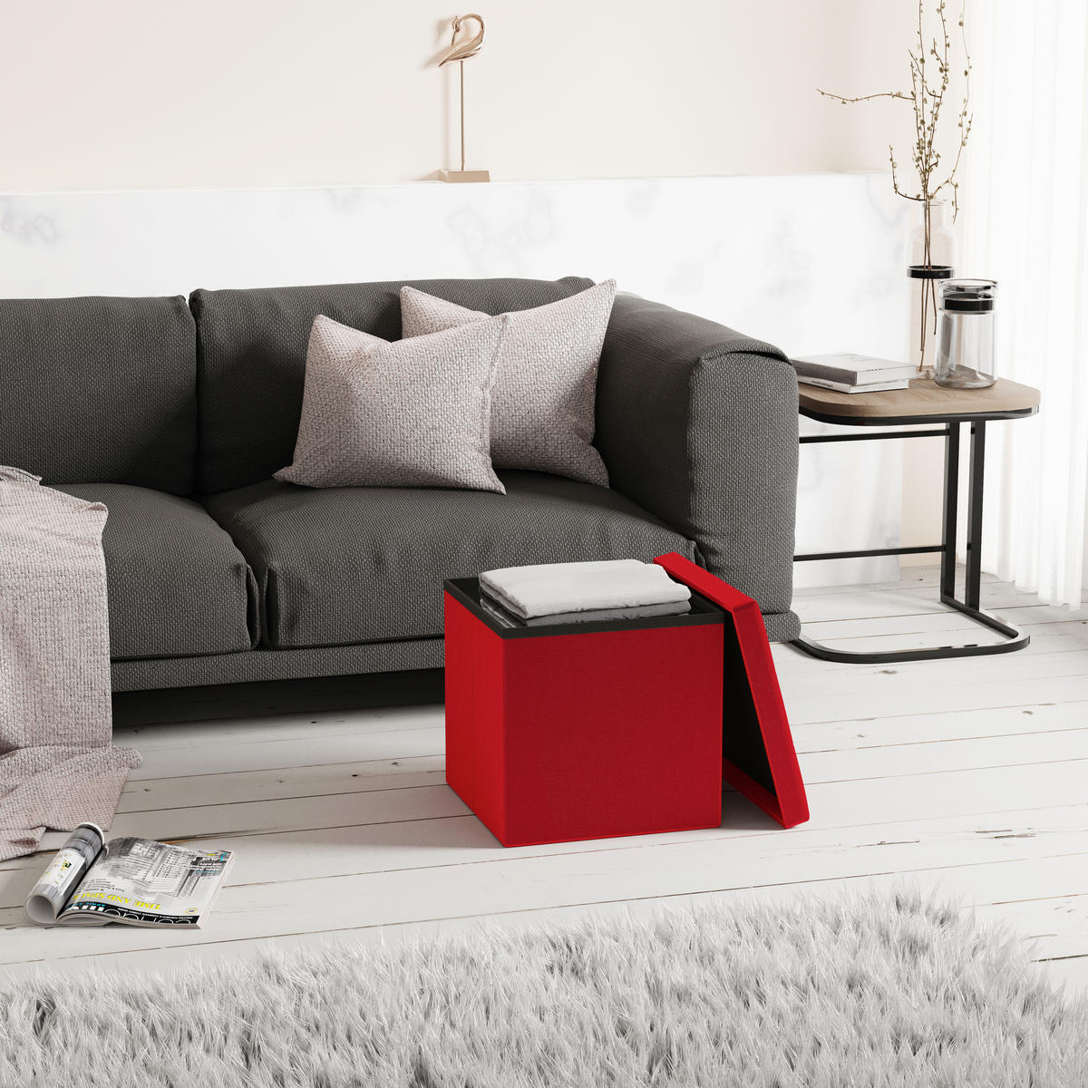 SITZBOX in Kunststoff, Holzwerkstoff Rot  - Rot, Basics, Holzwerkstoff/Kunststoff (38/38/38cm) - MID.YOU