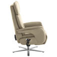 RELAXSESSEL in Leder Ecru  - Ecru/Edelstahlfarben, Design, Leder/Metall (70/124/85cm) - Cantus