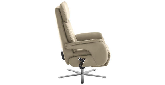 RELAXSESSEL in Leder Ecru - Ecru/Edelstahlfarben, Design, Leder/Metall (70/124/85cm) - Cantus
