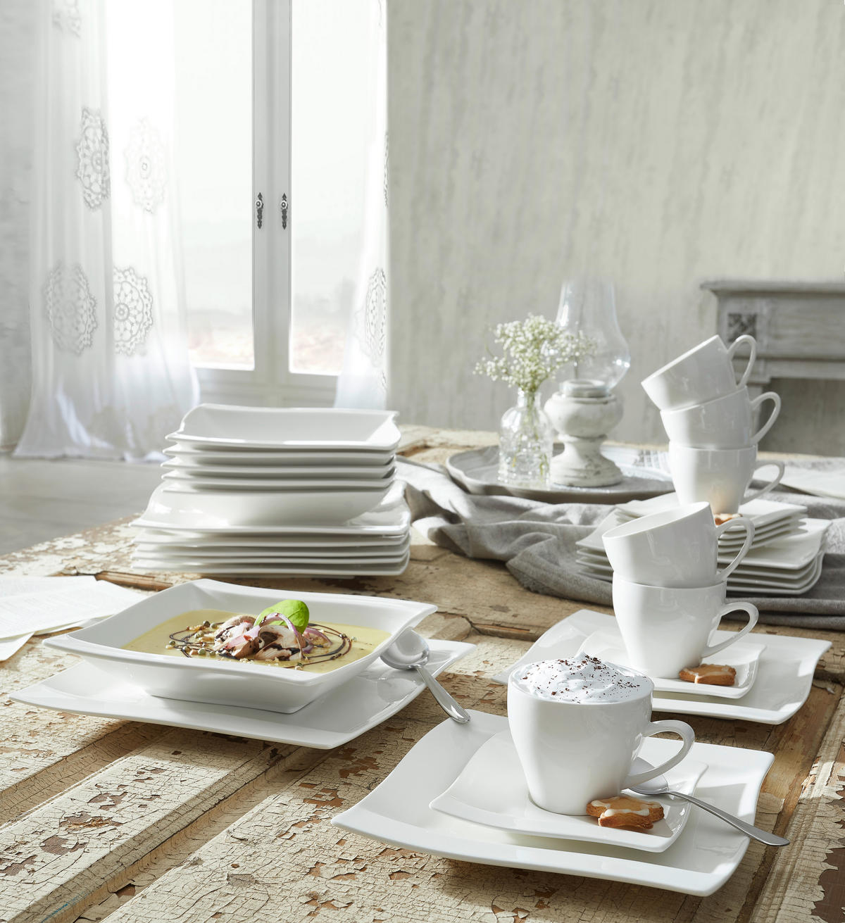 Serviciu De Cafea 18 piese  - alb, Basics, ceramică - Novel