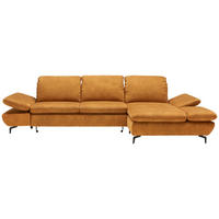 SEDEŽNA GARNITURA, gladka tkanina barve karija  - črna/barve karija, Design, kovina/tekstil (315/200cm) - Chilliano