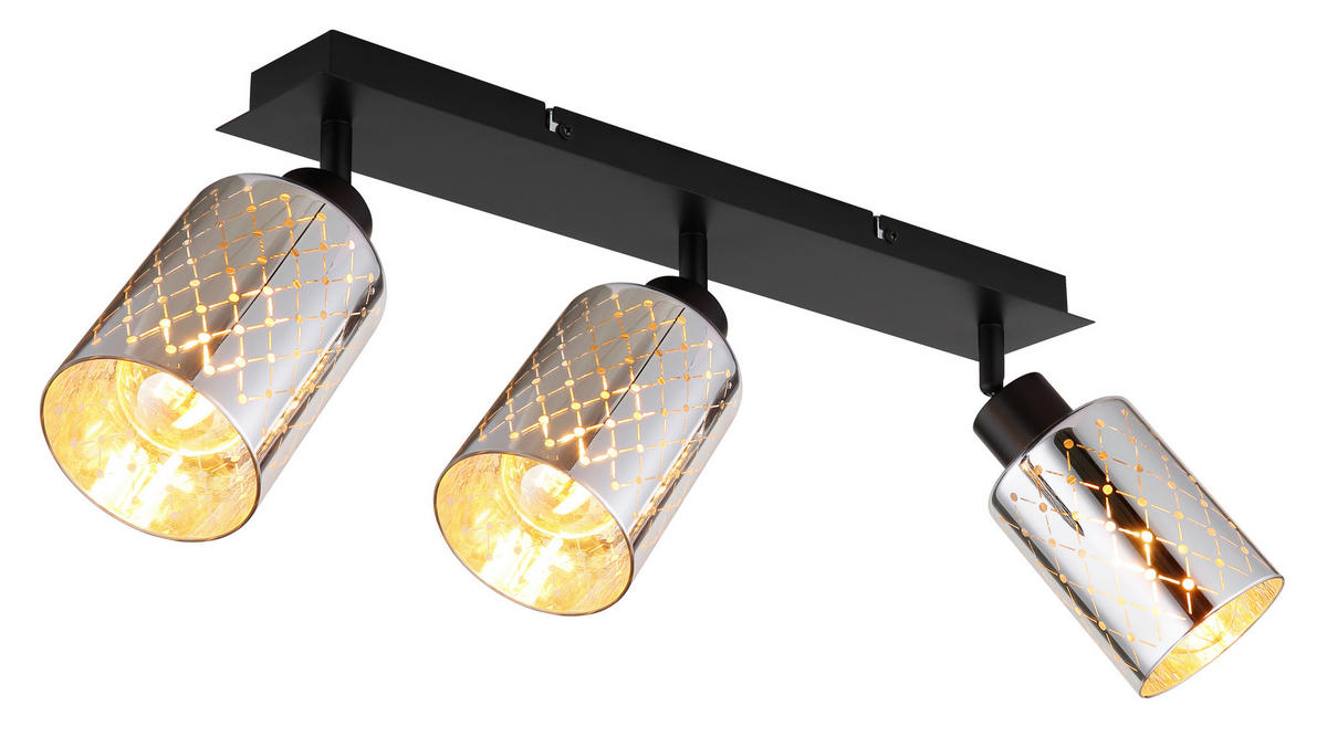 BODOVÉ SVÍTIDLO, 40 W/E27, 66/9/22 cm - černá/čiré, Basics, kov/sklo (66/9/22cm) - Globo