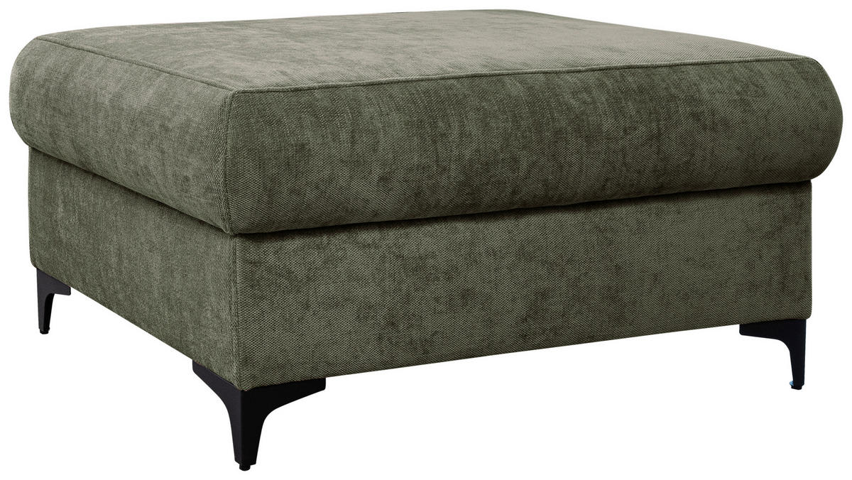 HOCKER Webstoff Dunkelgrün  - Dunkelgrün/Schwarz, KONVENTIONELL, Textil/Metall (101/49/66cm) - Stylife