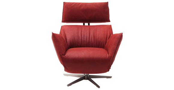 RELAXSESSEL in Leder Rot - Edelstahlfarben/Rot, Design, Leder/Metall (84/67-113/88-165cm) - Dieter Knoll