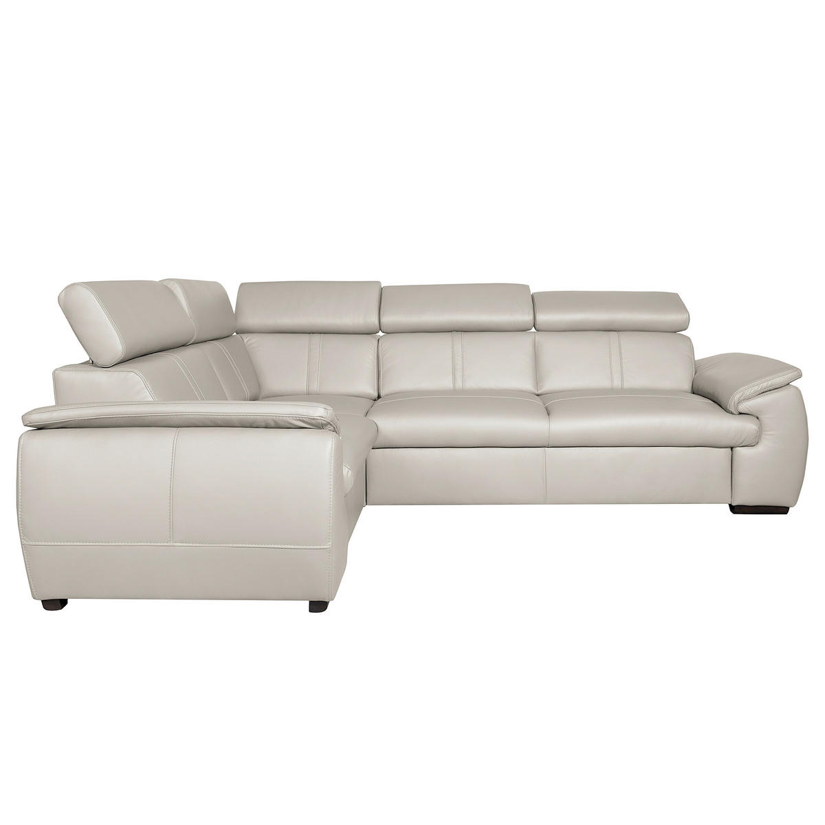 ECKSOFA  in Echtleder Platinfarben  193/265 cm  - Platinfarben/Wengefarben, Design, Leder/Holz (193/265cm) - Livetastic