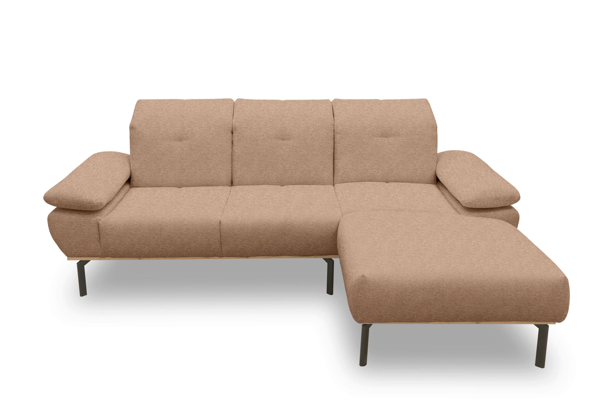 ECKSOFA Rotbraun Mikrofaser  - Wildeiche/Rotbraun, Design, Textil/Metall (242/170cm) - MID.YOU