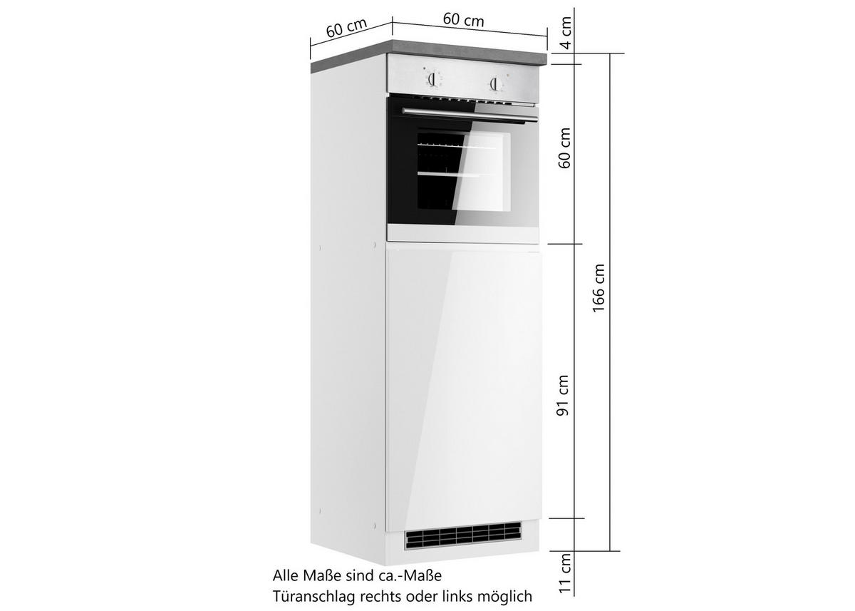 HERDUMBAUSCHRANK 60/86/60 cm  in Grau, Weiß, Weiß Hochglanz  - Weiß Hochglanz/Weiß, LIFESTYLE, Holzwerkstoff (60/86/60cm) - Held