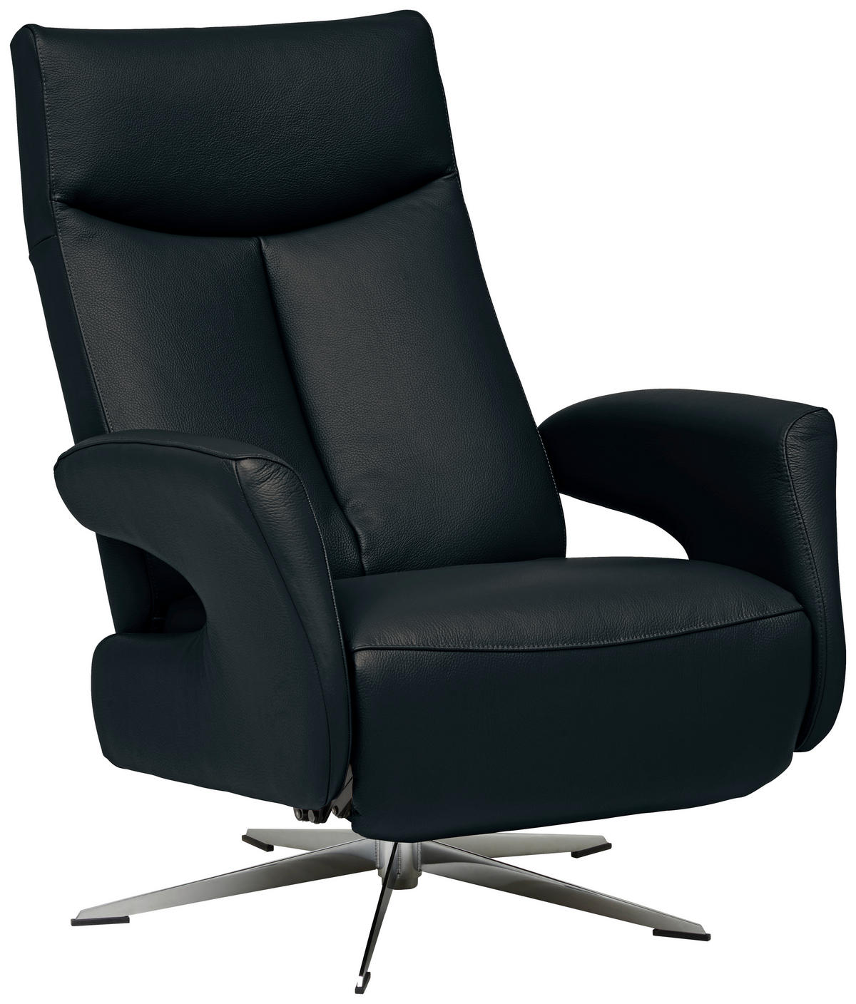 RELAXSESSEL in Leder Schwarz  - Chromfarben/Schwarz, Design, Leder/Metall (74/105/82cm) - Welnova