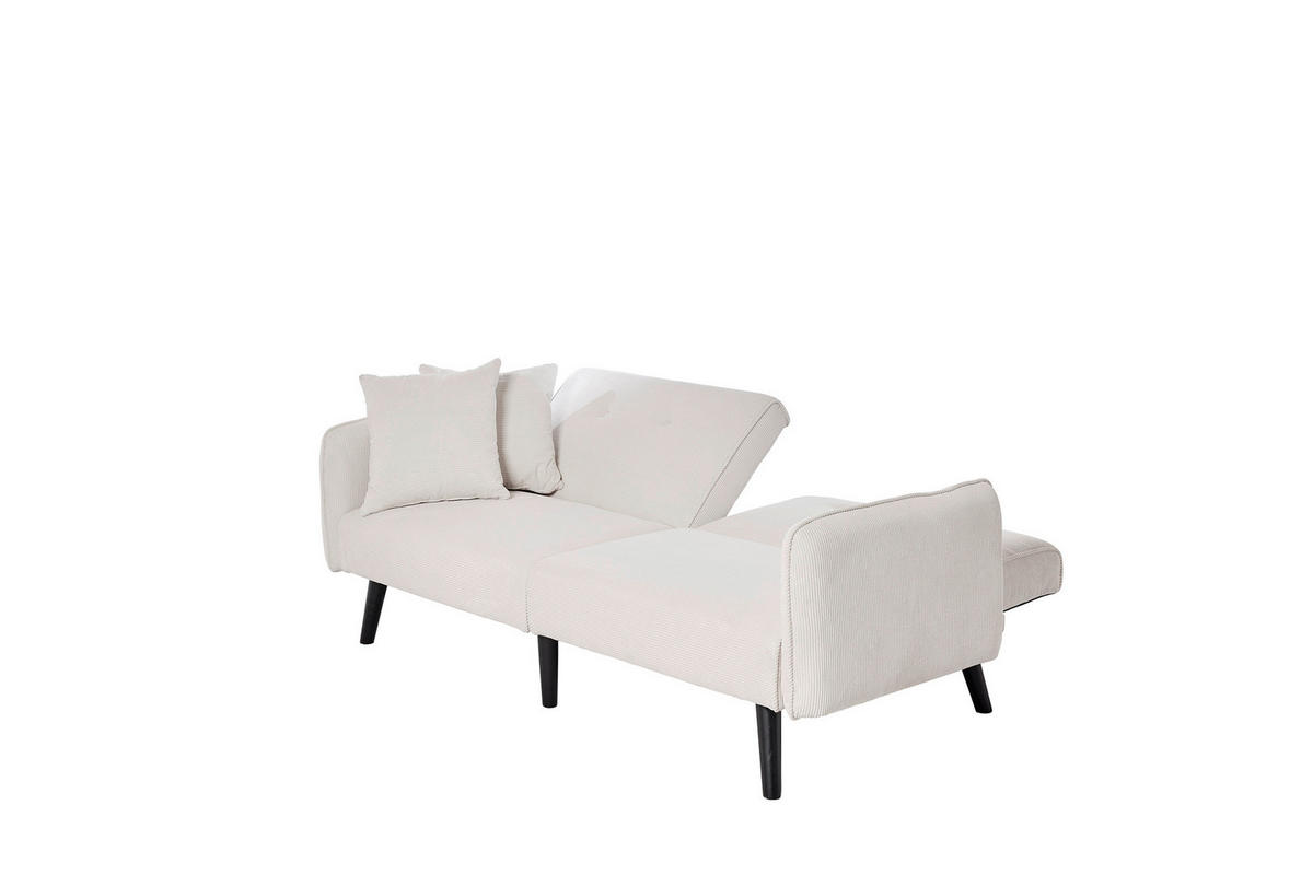 SCHLAFSOFA Cord Weiß  - Schwarz/Weiß, MODERN, Holz/Textil (191/83/84cm) - Livetastic